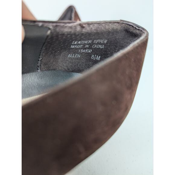 Vintage Leather Brown Block Heel Square Toe Pump Heels by Pesaro Womens Size 8.5 - Picture 9 of 9